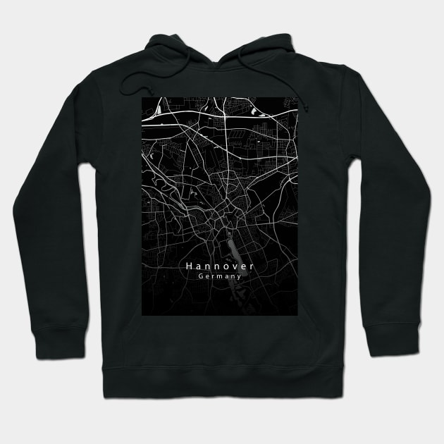 Hannover Germany City Map dark Hoodie by Robin-Niemczyk